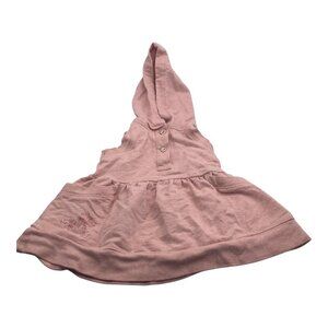 Ralph Lauren Baby Girl Pink Hooded Dress With Embroidered Detail Size 9M Cotton